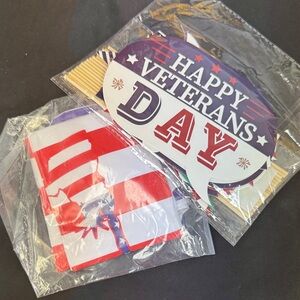 Veterans Day Party Supplies Set - Red, White, Blue patriotic photo props new